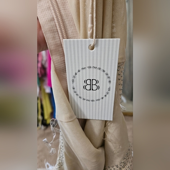 BELLA BARNETT Sequin/beaded Feather Fringe Mini Dress. Silver. Size XS NWT - Picture 9 of 16